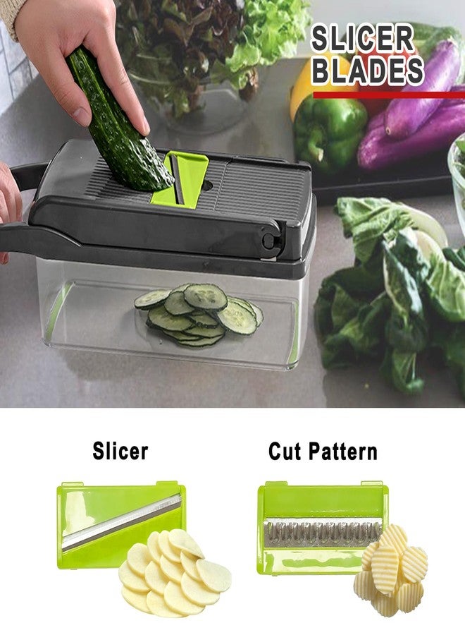 Auzeuner Multifunctional Veggie Chopper - 14 in 1 Food Chopper With 8 Blades, Slicer, Dicer, Cutter for Vegetables, Onions, and More - Hand Guard Included - Image 3